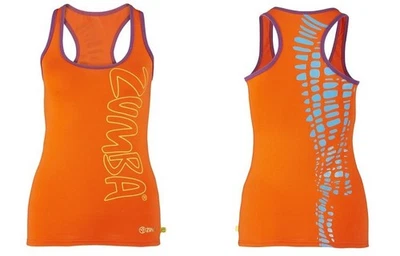 Zumba Cut Me Crazy Racerback 背心上衣 - Cha Cha Cherry(橙色) ~ M 码 ~ 全新! — 第 1/3 张图片