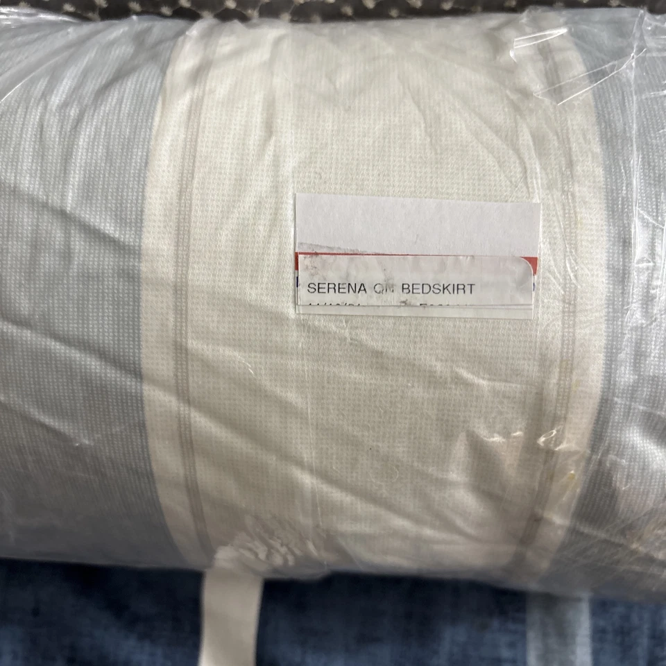 Hotel Collection Classic Серена Синяя Полосатая Королевская Юбка для Кровати Пыль Грубый Дисплей - Изображение 1 из 4