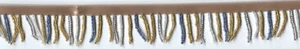 1" TAUPE LIGHT BLUE BEADED HANGING FABRIC FRINGE TRIM 8 YARDS - Picture 1 of 1