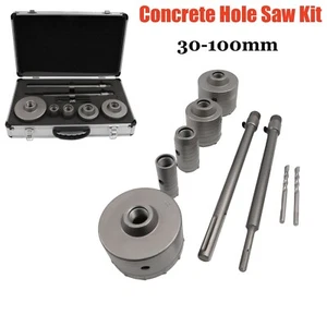 9pcs Concrete Hole Saw Kit Cement Drill Bit 30-100mm SDS Plus or SDS Max Shank - Picture 1 of 15