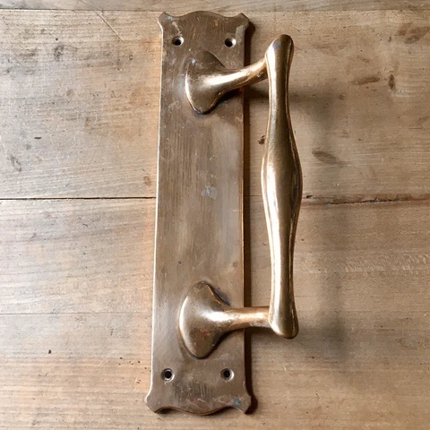 LARGE Solid Brass Door Pull Handle Antique Vintage Reclaim Old Pub 12” Cover
