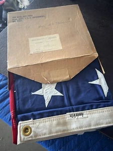 Vintage 1960 Annin & Co Internment U.S. American 50-star Sewn Flag NOS 9.5ft - Picture 1 of 7