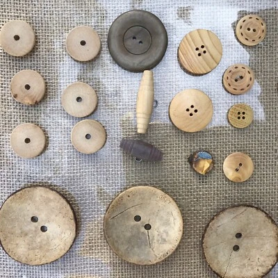 VTG ANTQ MCM Wood Handmade Button Lot HTF Tiki Coconut Toggle Sewing  Crafts - Image 1 of 4