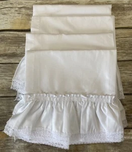 SEARS 4 Panels White Ruffle Lace 41.5" W x 44" L Ro Pocket Window Curtains - Picture 1 of 3