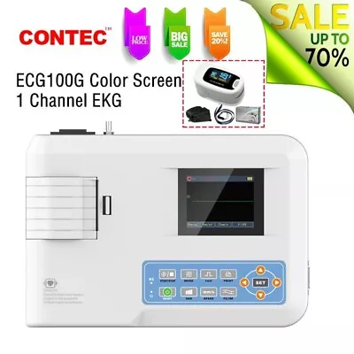 Máquina electrocardiógrafa CONTEC EKG ECG 1 canal 12 plomo impresora ECG100G Foto 1 de 4