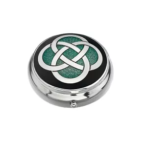 Pastillero Chapado en Plata Celta Diseño Negra Y Verde Totalmente Nuevo en Caja - Imagen 1 de 3