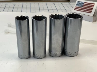 Craftsman 4pc 3/8 Drive 12pt Deep Sockets, 9/16, 5/8, 11/16, 3/4in., USA Made - Image 1 of 4