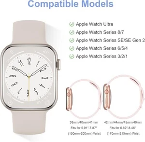Sport Silicone Band Apple Watch (38/40/41/42/44/45/46/49mm) women/men,Soft Strap - Picture 1 of 2