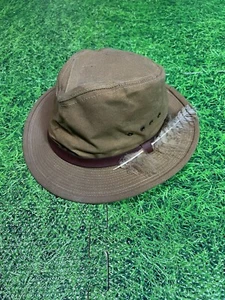 Vintage C.C. Filson Mens Hat Size Large Canvas Tin Cloth Leather Trim Hat - Picture 1 of 9