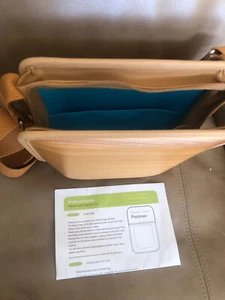 Monacca Tasche Postbote Handtasche - Holz Zeder Aktentasche Japan Kaku blau beige Riemen - Bild 1 von 8