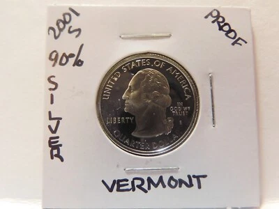 2001 S 90% Silver Proof Vermont State Quarter - From a U.S.  Proof Set - Image 1 of 2