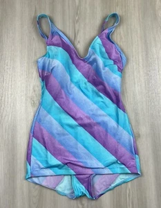 Vintage Jantzen One Piece Playsuit Swimsuit Purple Ombre Made in USA Size 12 - Picture 1 of 12