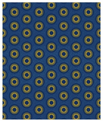 Shweshwe Baumwollstoff  Serie Cape Town No 2  blau-gelb ab 50cm x 90cm - Bild 1 von 3