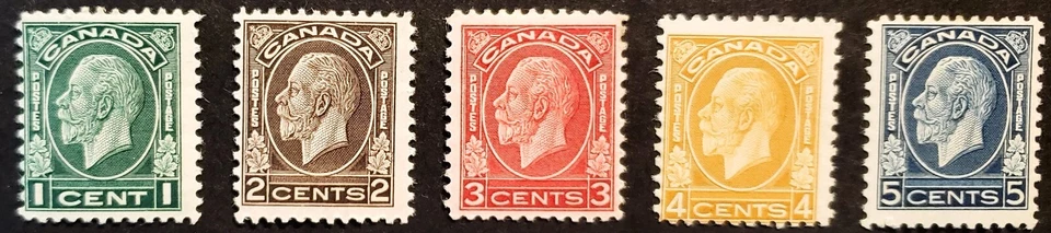 Stamps Canada Mint: #195-99 complete set of 5 Geo. Vl Medallion  Fine  MH - Image 1 of 1