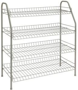 4-stufiges Draht Schuhregal Aufbewahrung Organizer Regal Stahl Metall Garage Schrank Eingang - Bild 1 von 4