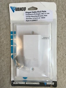 Vanco 120617x Bulk Cable Hinged Wall Plate Single Gang White - Picture 1 of 3