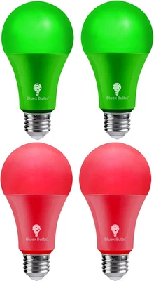 4 Pack Bluex LED A21 Red Green Light Bulbs - 15W (120Watt Equivalent) - E26 Base - Image 1 of 4
