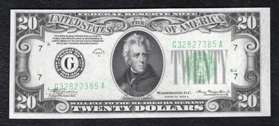 FR. 2055-G 1934-A $20 FRN FEDERAL RESERVE NOTE CHICAGO, IL GEM UNCIRCULATED (D) - Image 1 of 2