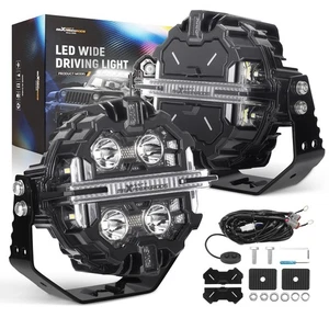 5" LED Driving Lights Spot Flood Combo 270° Beam RGB DRL White Amber 12V IP68 - Picture 1 of 17