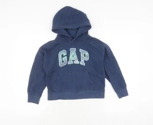 GAP Girls Blue Pullover Hoodie, Logo, Size S, Fleece - Picture 1 of 12