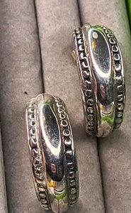 Vintage schwere Halbcreolen Handarbeit Med Ohrringe signiert 925 Neu ohne Etikett - Bild 1 von 9