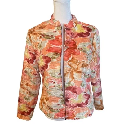 Chaqueta/Ablazer Analogía Floral Cremallera Frontal Talla Pequeña Mediana Foto 1 de 4