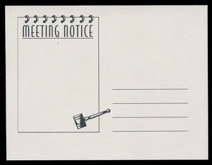 SCOTT #CVUX3-04, UPSS # PB3a1, VARIETY PMN101 - MEETING NOTICE - NO STAMP - Picture 1 of 3