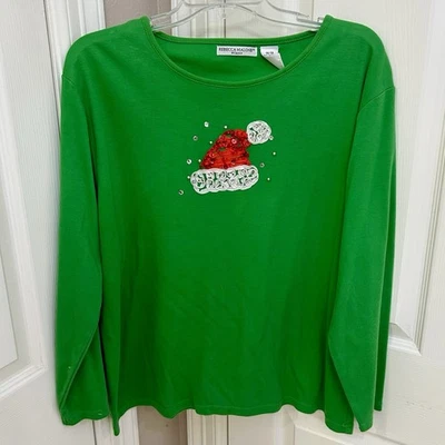 Rebecca Malone Mujer Navidad Vacaciones Adornado Manga Larga Camiseta 1X Foto 1 de 4