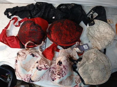 Lote de 4 sutiãs cacique 46DDD preto nu brilhante floral Lane Bryant - Imagem 1 de 4