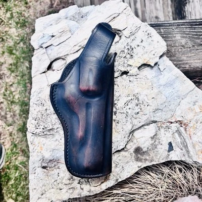 Vintage Bianchi .38 / .357 RH Gun Holster Leather Belt Holder Police Issue S&W - Image 1 of 4