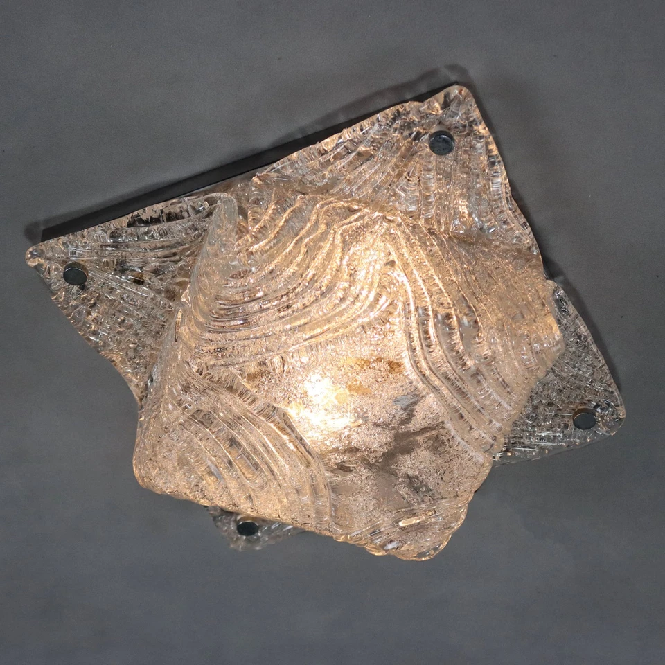 Plafonnier Vintage Verre Soufflé Design Italie Années 60-70 Original - Photo 1/4