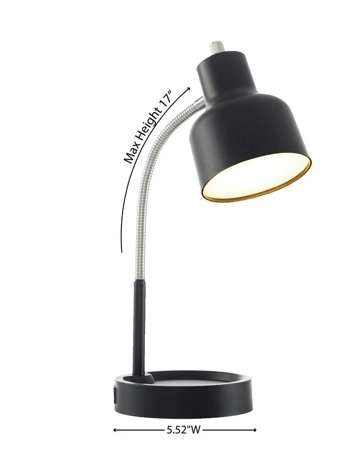 Modern Black Adjustable Gooseneck Desk Lamp with Tray Base & On/Off Sw - Image 1 of 4