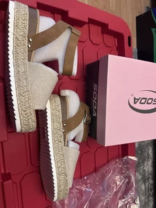 Sandali Soda Topic espadrillas cinturino alla caviglia borchie punta aperta zeppa tacco 8,5 - Foto 1 di 11