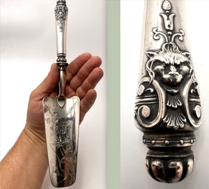 🇫🇷 Pelle à tarte à double têtes de lion en argent poinçons minerve époque XIXe - Imagen 1 de 12