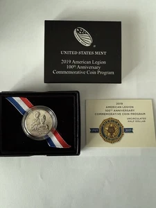 2019 Proof US Half Dollar American Legion 100th Anniversary 50c Coin Box and COA - Picture 1 of 3