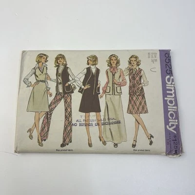 Pants Jumper Vest  Size 16 b38 CUT Vtg 70s Pattern 6525 V Neck Patch Pockets - Image 1 of 2