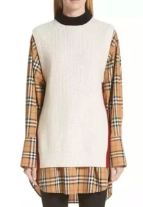 Women Burberry Knox Vest Natural Offwhite Wool & Cashmere Size S - Picture 1 of 7
