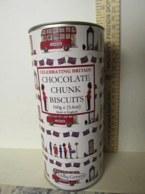 Vtg. Milly Green Brand Celebrating Britain Chocolate Chunk Biscuit Cylinder Tube - Image 1 of 4