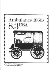 #2128 8.3c Krankenwagen 1860er Briefmarke Werbung Foto Essay - Bild 1 von 1