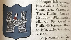 1800 ARALDICA STEMMA PALAZZUOLO DI ROMAGNA CON TESTO - Imagen 1 de 1