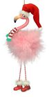  Pink Flamingo in Santa Hat and Feathers Christmas Holiday Ornament 