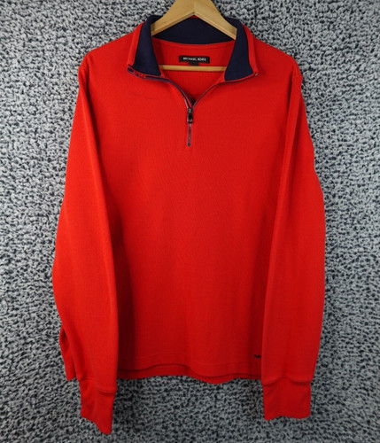 Maglione uomo Michael Kors giacca golf maglia rossa manica lunga casual chiusura zip