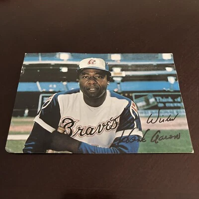 Hank Aaron Autographed 4x6 Photo, Baseball History, Sports Memorabilia - Image 1 of 4