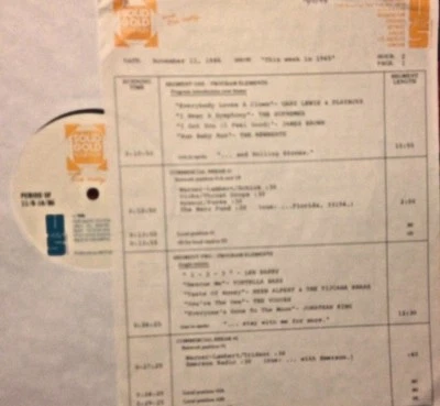 RADIO SHOW: 11/11/86 THIS WK '65 VOGUES, JONATHAN KING, NEWBEATS, SILKIE, BYRDS - Image 1 of 2