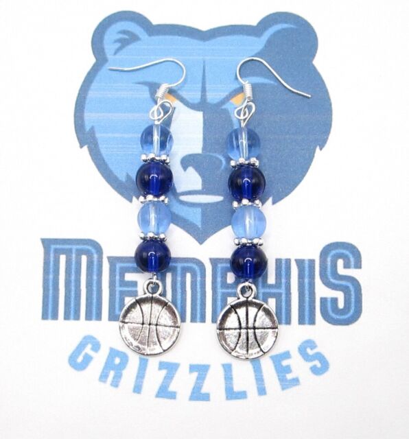 Women's Memphis Grizzlies Sterling Silver Enameled Basketball Earrings