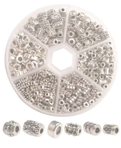  340PCS/Box Antiqued Silver Metal Tube Spacer Beads for Jewelry Making 6 Styles - Picture 1 of 12