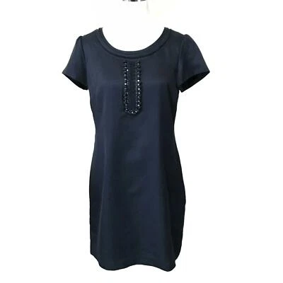 Vestido Boden Castleton US 8R Azul Ava Shift Seda Embellecido Trabajo WH409 $189  Foto 1 de 4