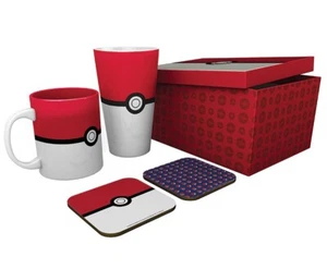 POKEBALL POKEMON MUG PINT GLASS 2 X COASTER DRINK GIFT SET - Picture 1 of 1