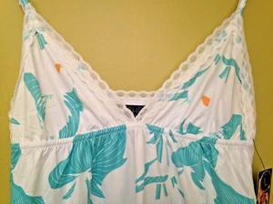 NWT Rachel Roy Floral Lace Trim Sexy Lily Blue White V-Neck Camisole Top L $65 - Picture 1 of 5