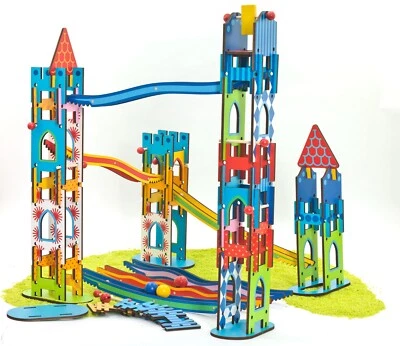 Goki Kugelbahn Ritterburg - verschiedene Aufbaumöglichkeiten - Holz 79 Teile - Bild 1 von 2